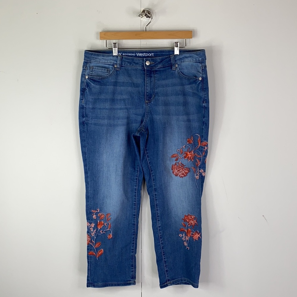Westport Signature Fit Boyfriend Floral Embellished Jeans